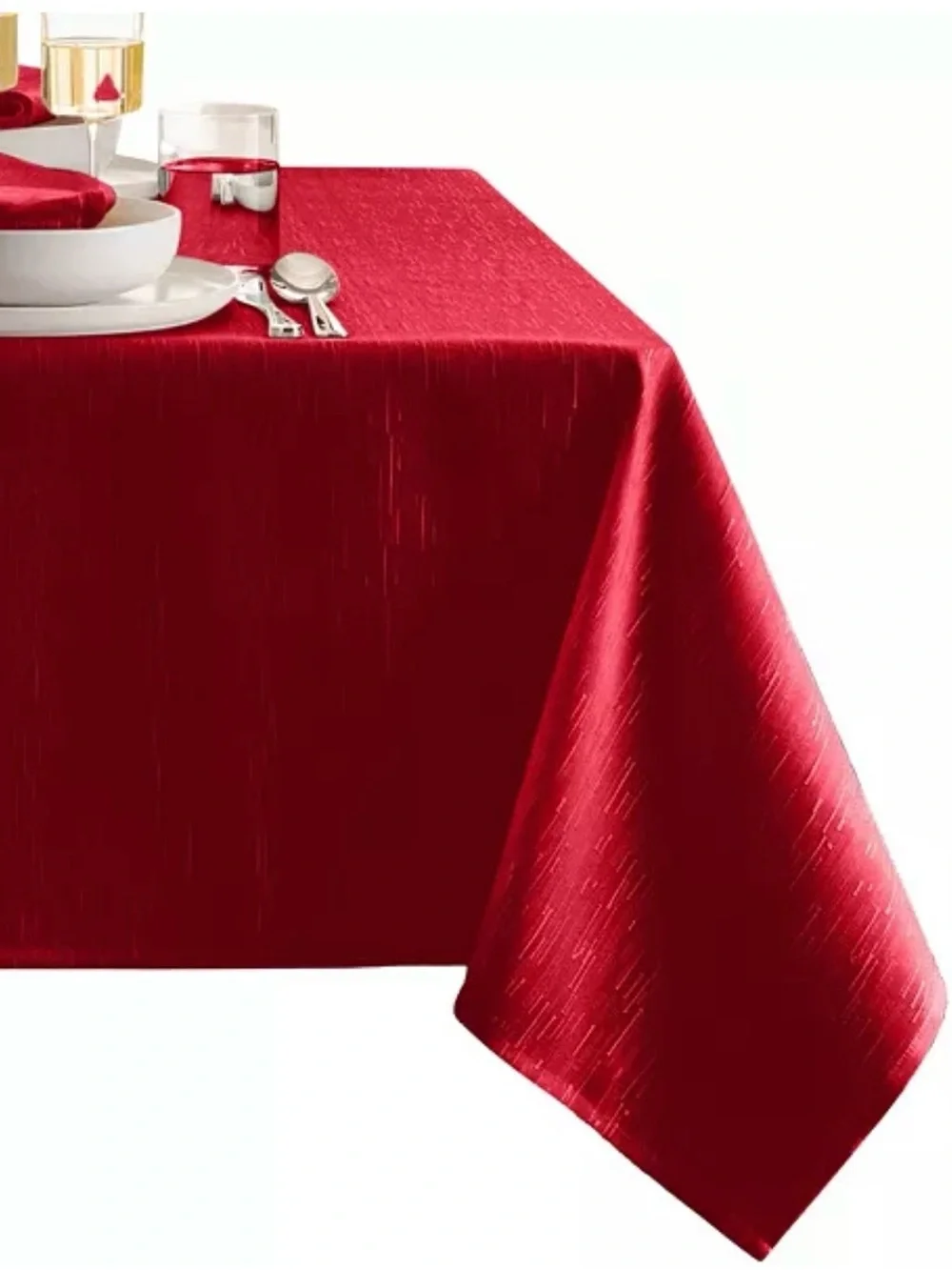 Red Elegant Textured Tablecloth for Dining